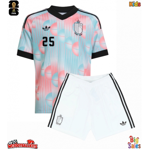 Belgium Nathan Ngoy #25 Replica Away Stadium Kit for Kids World Cup 2026 Short Sleeve (+ pants)